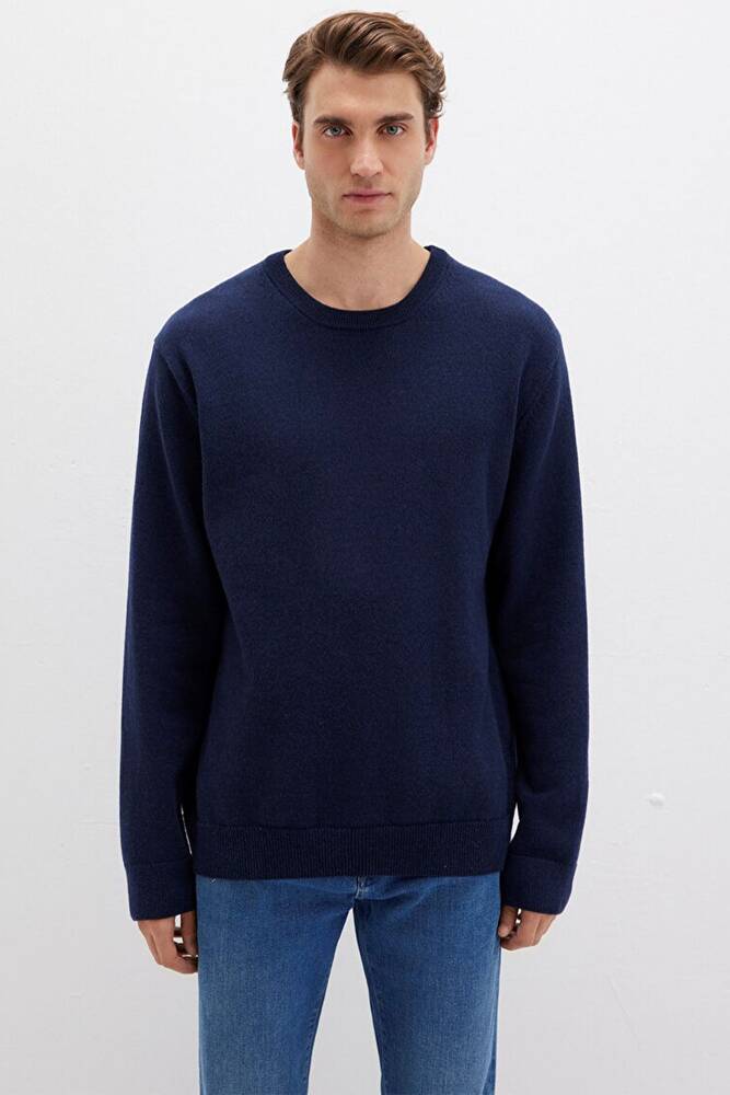 Erkek Bisiklet Yaka Kazak 0710370-70490 Lacivert 