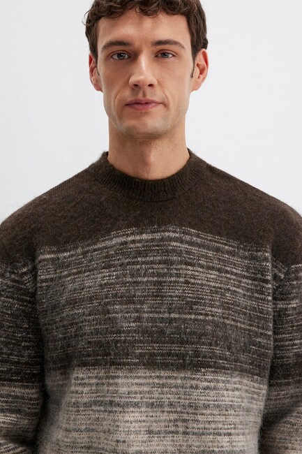 Erkek Bisiklet Yaka Kazak 0710381-70251 Kahve - Thumbnail