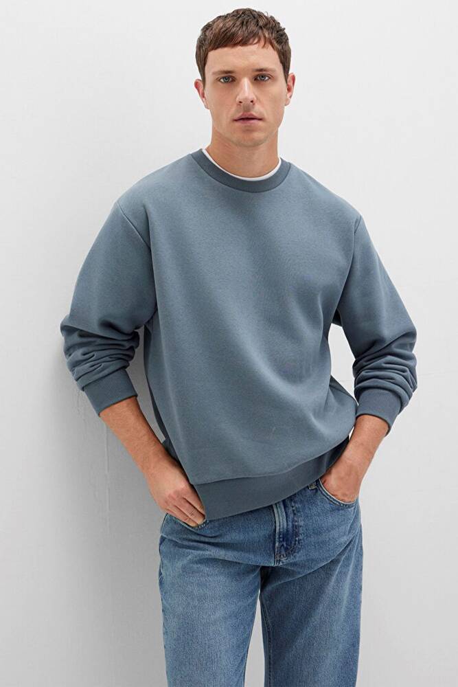 Erkek Bisiklet Yaka Sweat 0S10276-80889 Mavi 