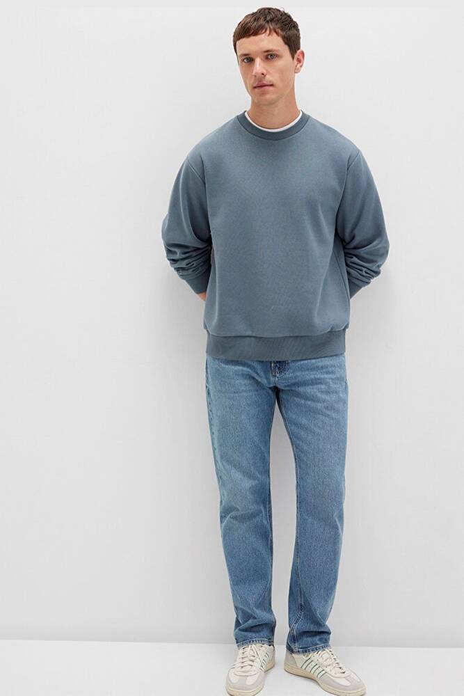 Erkek Bisiklet Yaka Sweat 0S10276-80889 Mavi 