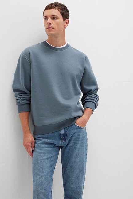 Erkek Bisiklet Yaka Sweat 0S10276-80889 Mavi (3)