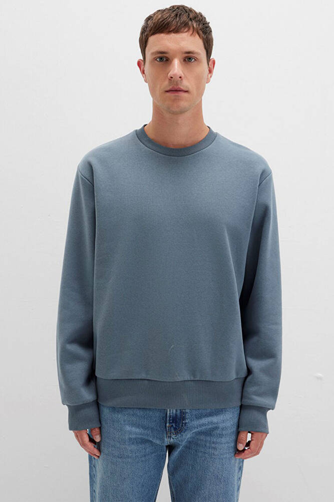 Erkek Bisiklet Yaka Sweat 0S10276-80889 Mavi 