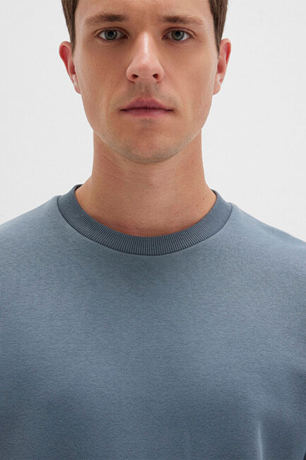 Erkek Bisiklet Yaka Sweat 0S10276-80889 Mavi - Thumbnail