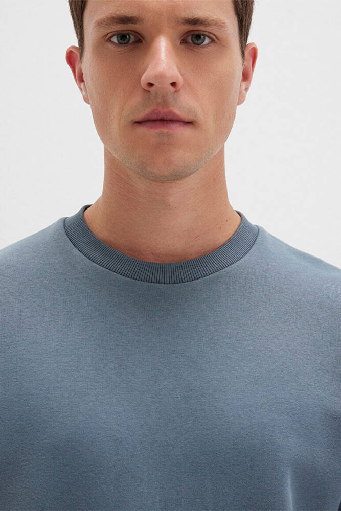 Erkek Bisiklet Yaka Sweat 0S10276-80889 Mavi 