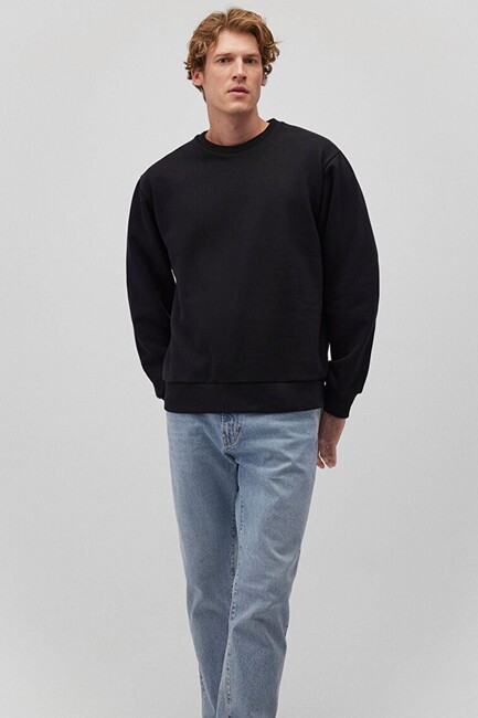 Erkek Bisiklet Yaka Sweat 0S10276-900 Siyah (1)