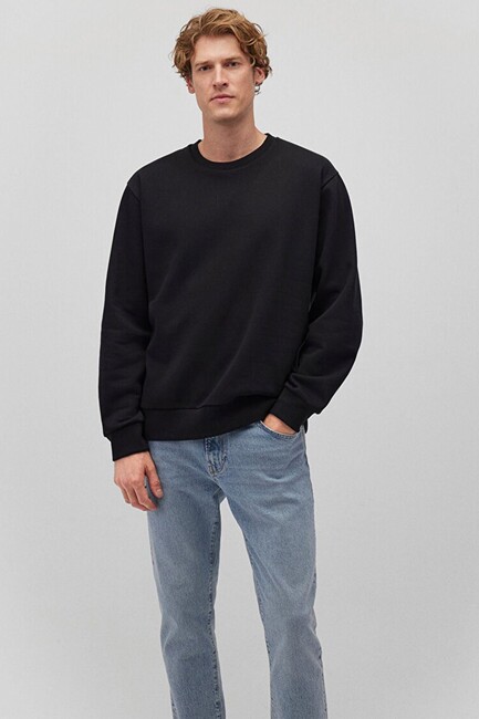 Erkek Bisiklet Yaka Sweat 0S10276-900 Siyah (2)