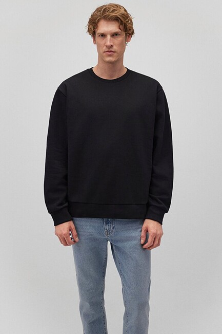 Erkek Bisiklet Yaka Sweat 0S10276-900 Siyah (3)