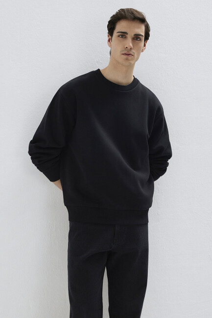Erkek Bisiklet Yaka Sweat 0S10276-900 Siyah 