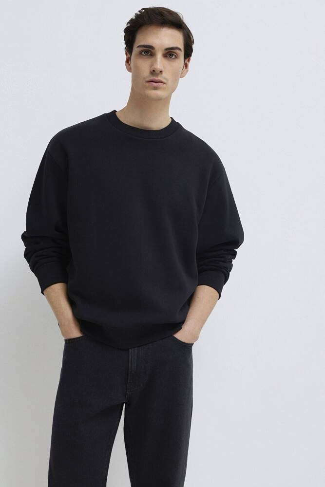 Erkek Bisiklet Yaka Sweat 0S10276-900 Siyah  - 3