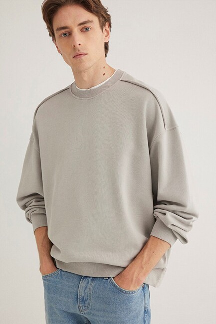 Erkek Bisiklet Yaka Sweat 0S10314-82577 Gri (2)