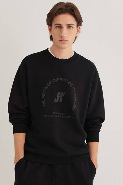 Erkek Bisiklet Yaka Sweat 0S10355-71379 Siyah (1)