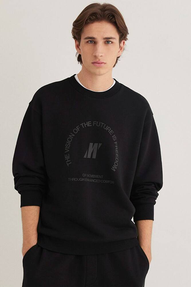 Erkek Bisiklet Yaka Sweat 0S10355-71379 Siyah 