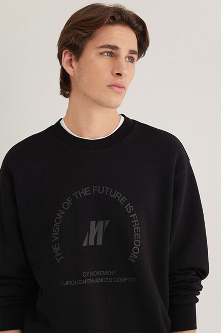 Erkek Bisiklet Yaka Sweat 0S10355-71379 Siyah (2)