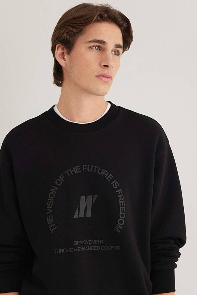 Erkek Bisiklet Yaka Sweat 0S10355-71379 Siyah 