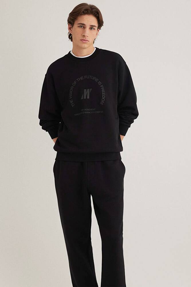 Erkek Bisiklet Yaka Sweat 0S10355-71379 Siyah 