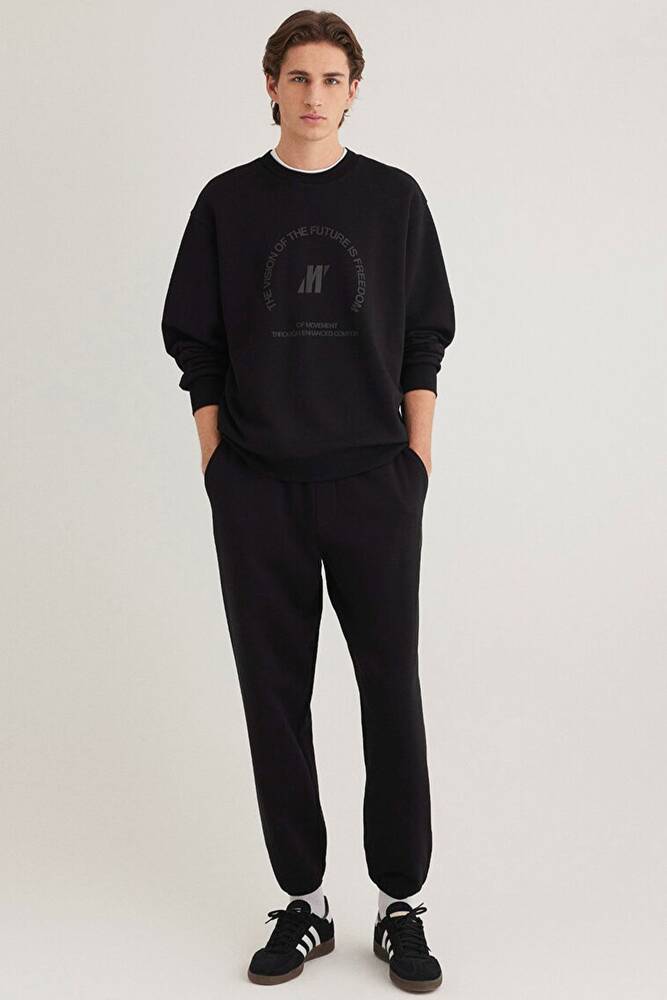 Erkek Bisiklet Yaka Sweat 0S10355-71379 Siyah 