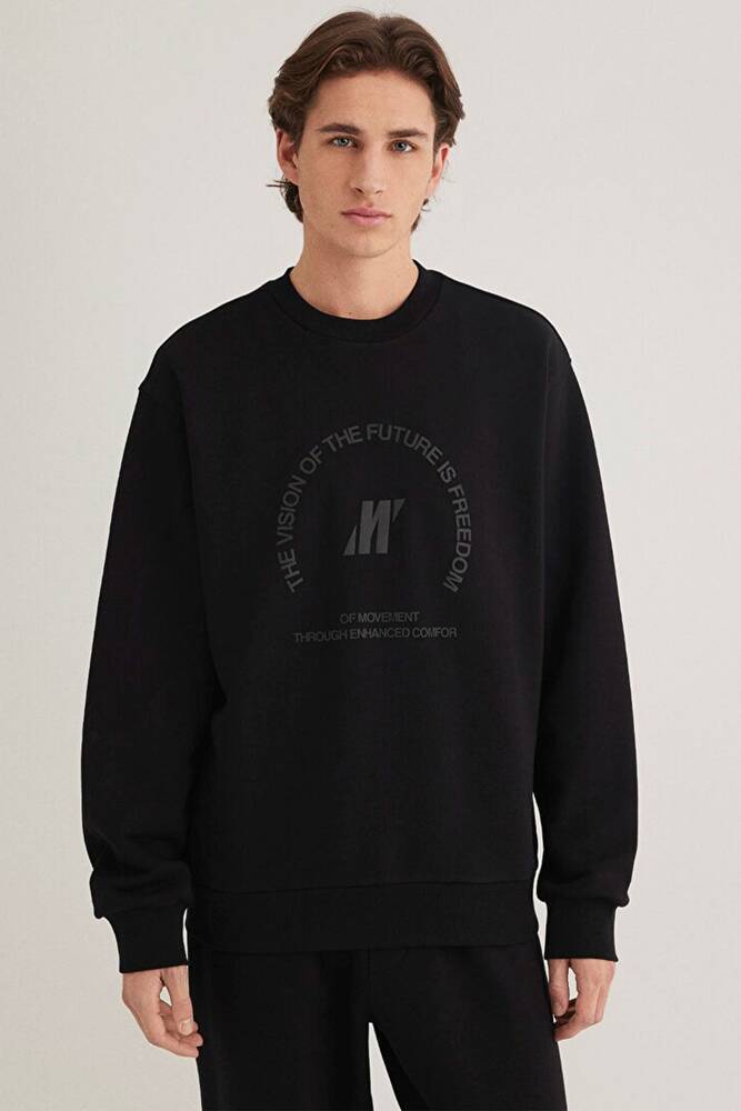 Erkek Bisiklet Yaka Sweat 0S10355-71379 Siyah 