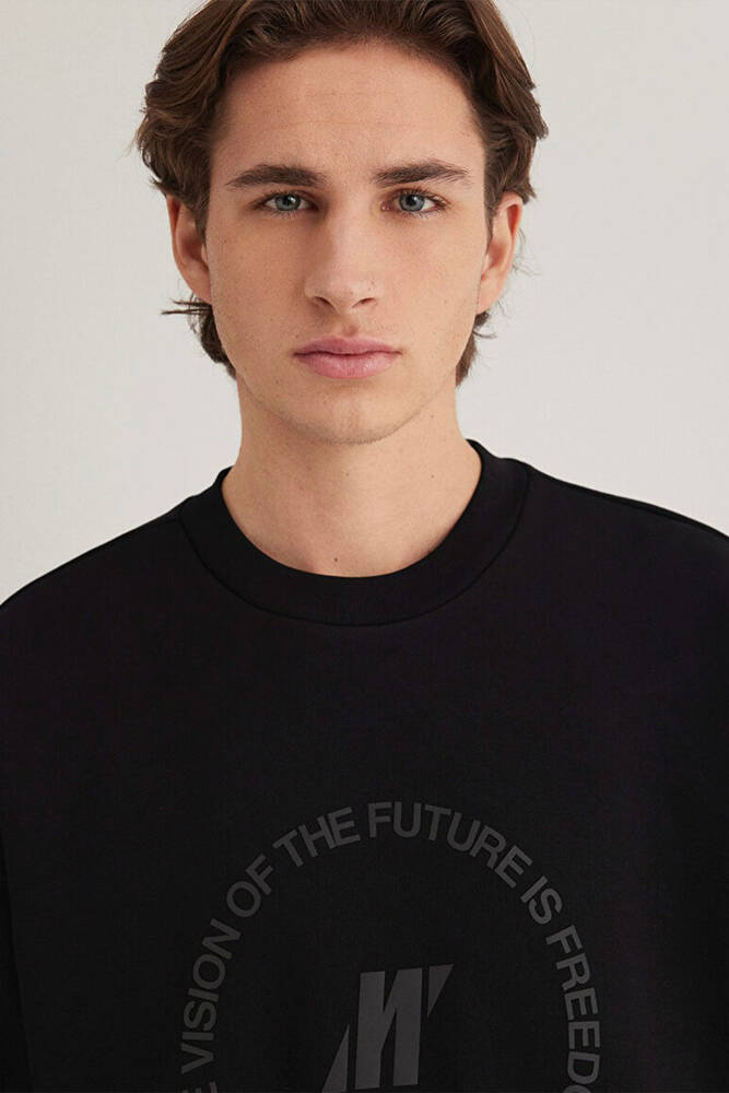 Erkek Bisiklet Yaka Sweat 0S10355-71379 Siyah 