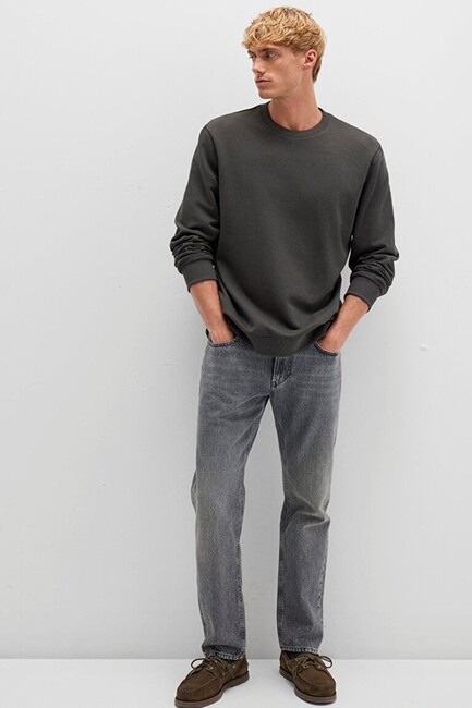 Erkek Bisiklet Yaka Sweat 0S10421-70090 Gri (3)