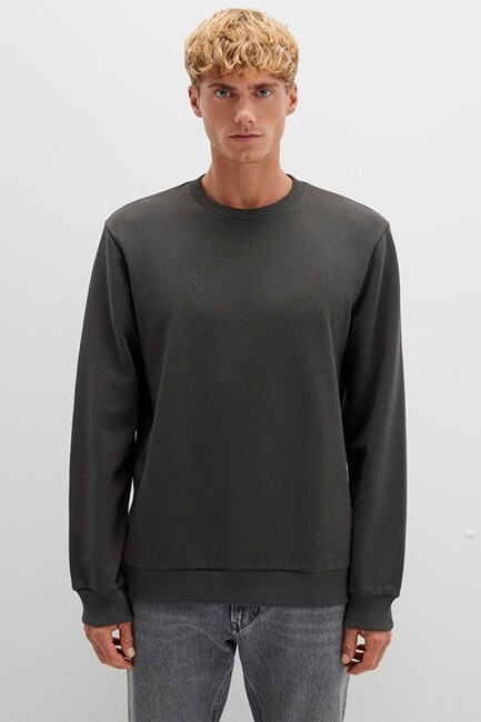 Erkek Bisiklet Yaka Sweat 0S10421-70090 Gri - Thumbnail