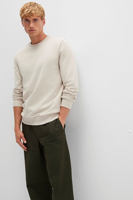 Erkek Bisiklet Yaka Sweat 0S10457-35111 Bej (1)