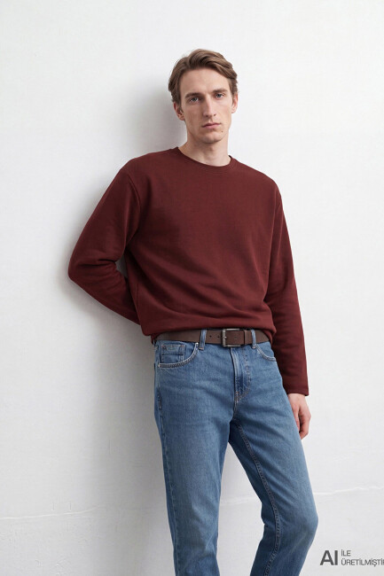 Erkek Bisiklet Yaka Sweat 0S20172-70409 Bordo 