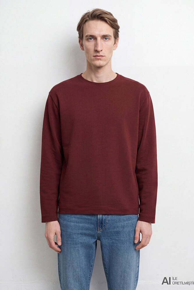 Erkek Bisiklet Yaka Sweat 0S20172-70409 Bordo  - 3