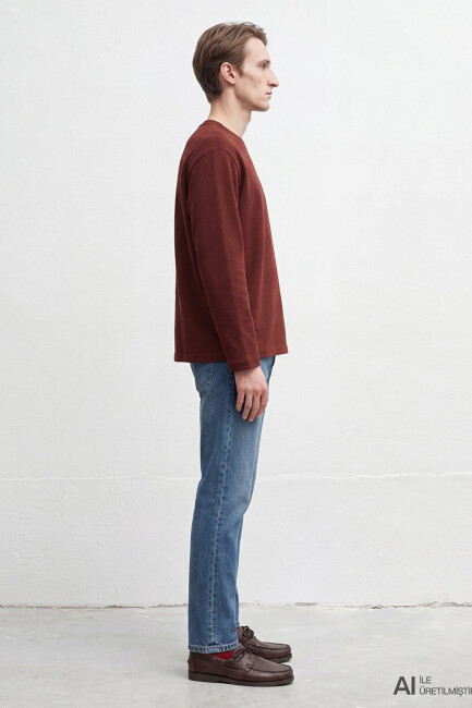 Erkek Bisiklet Yaka Sweat 0S20172-70409 Bordo  - 4