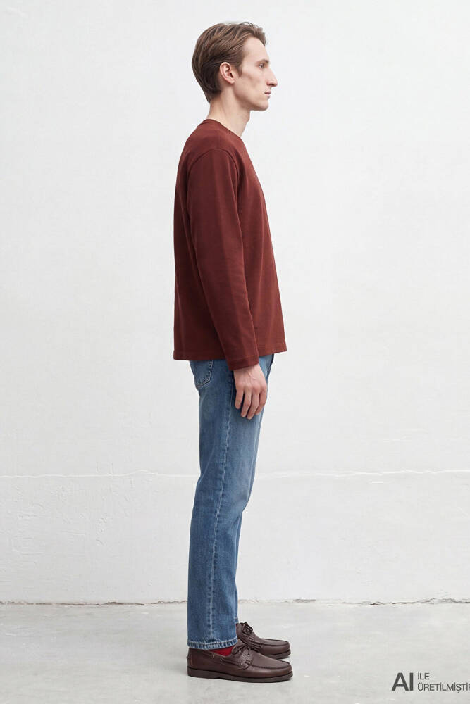Erkek Bisiklet Yaka Sweat 0S20172-70409 Bordo  - 4