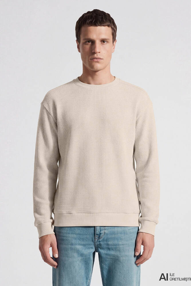 Erkek Bisiklet Yaka Sweat 0S20173-70134 Bej  - 2