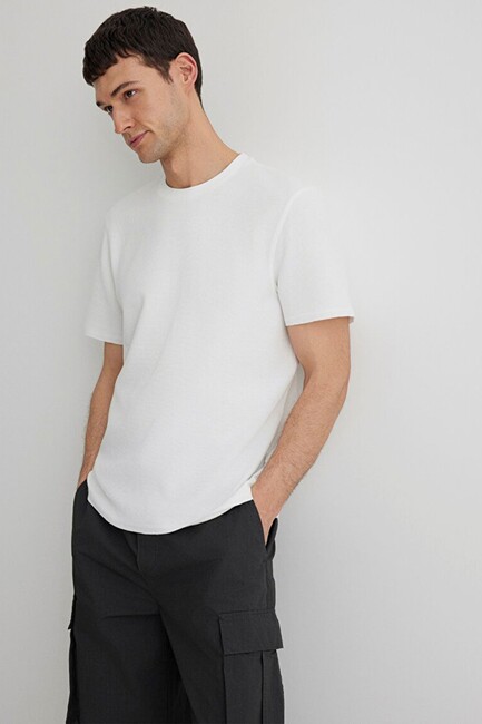 Erkek Bisiklet Yaka Tişört 0610277-70054 Beyaz (1)