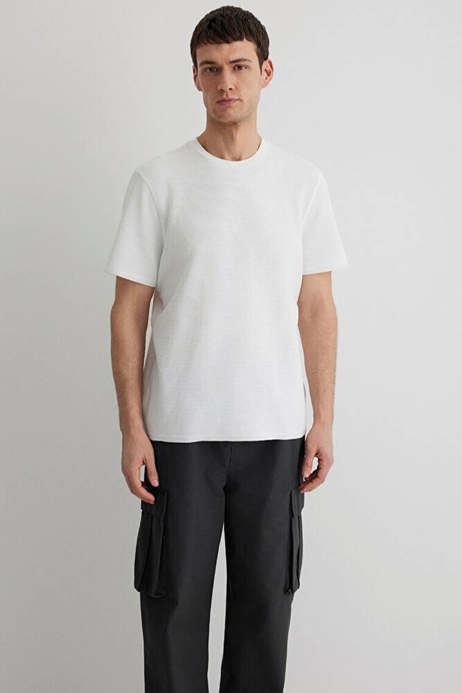 Erkek Bisiklet Yaka Tişört 0610277-70054 Beyaz 