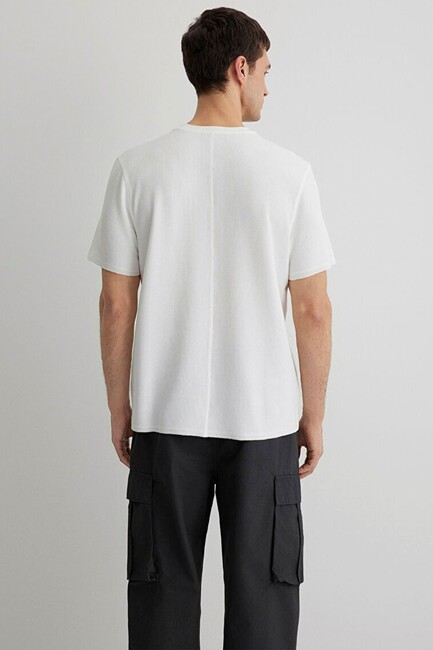 Erkek Bisiklet Yaka Tişört 0610277-70054 Beyaz - Thumbnail