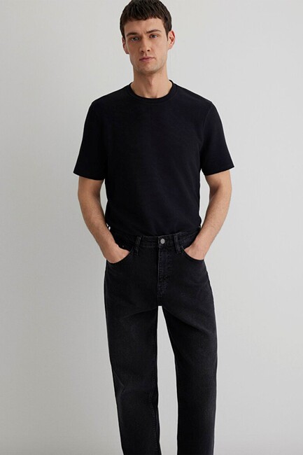 Erkek Bisiklet Yaka Tişört 0610277-900 Siyah (3)