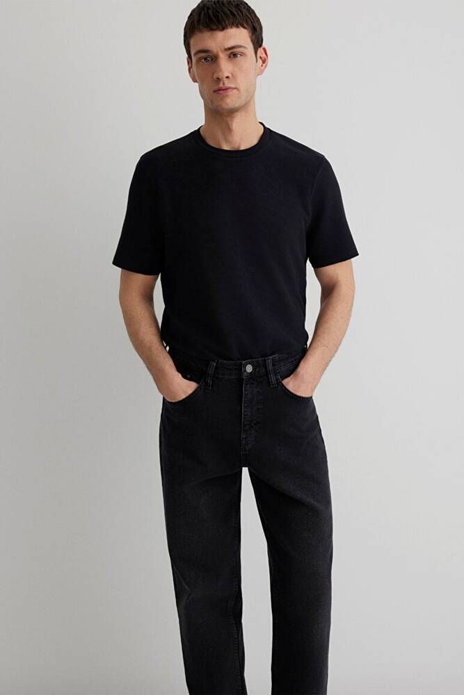 Erkek Bisiklet Yaka Tişört 0610277-900 Siyah 