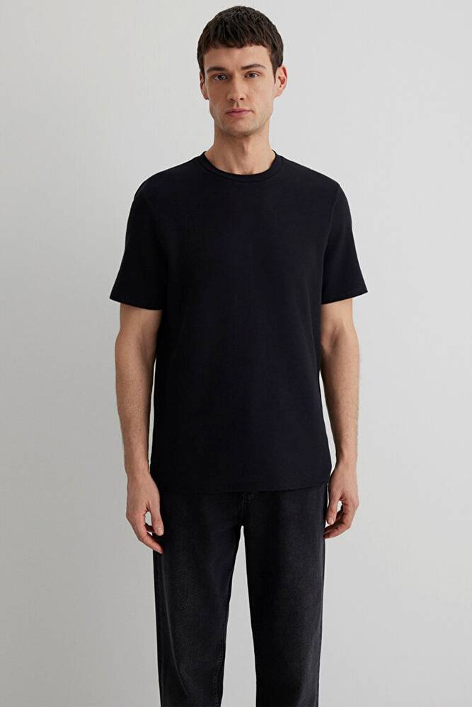 Erkek Bisiklet Yaka Tişört 0610277-900 Siyah 