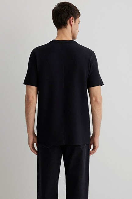 Erkek Bisiklet Yaka Tişört 0610277-900 Siyah - Thumbnail