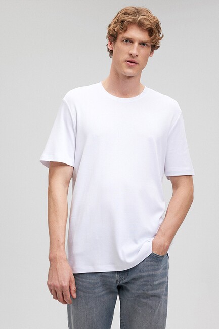 Erkek Bisiklet Yaka Tişört 0611108-620 Beyaz (2)