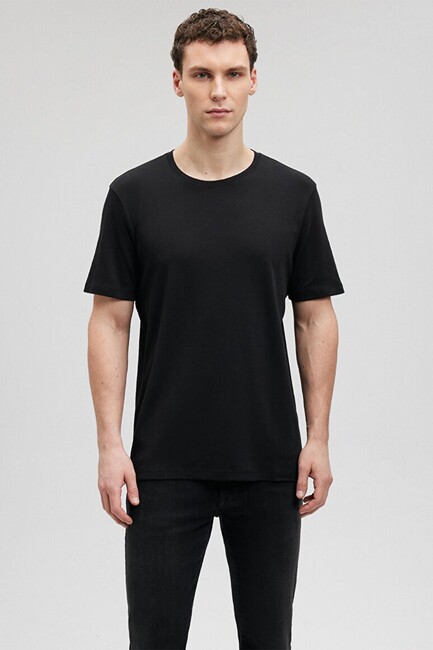 Erkek Bisiklet Yaka Tişört 0611108-900 Siyah (1)