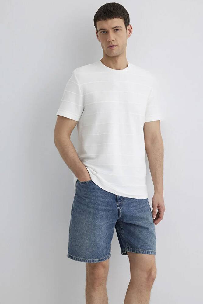 Erkek Bisiklet Yaka Tişört 0611409-70057 Beyaz 