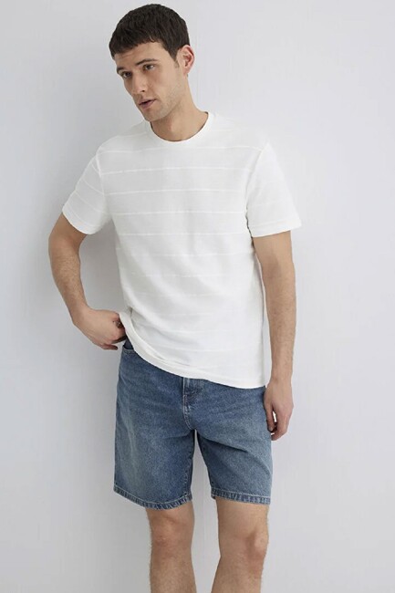 Erkek Bisiklet Yaka Tişört 0611409-70057 Beyaz (2)