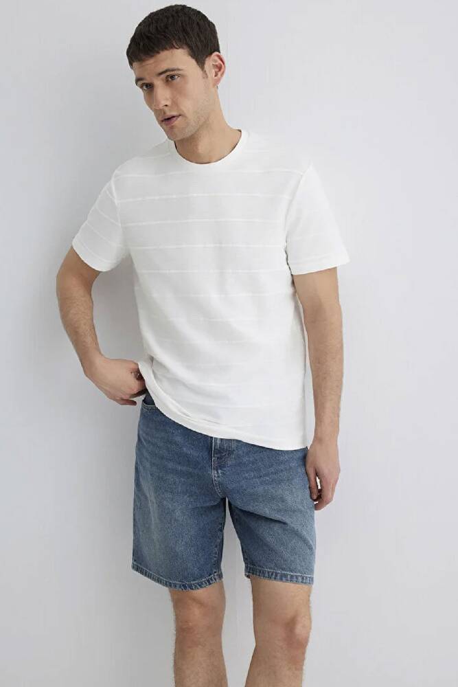 Erkek Bisiklet Yaka Tişört 0611409-70057 Beyaz 