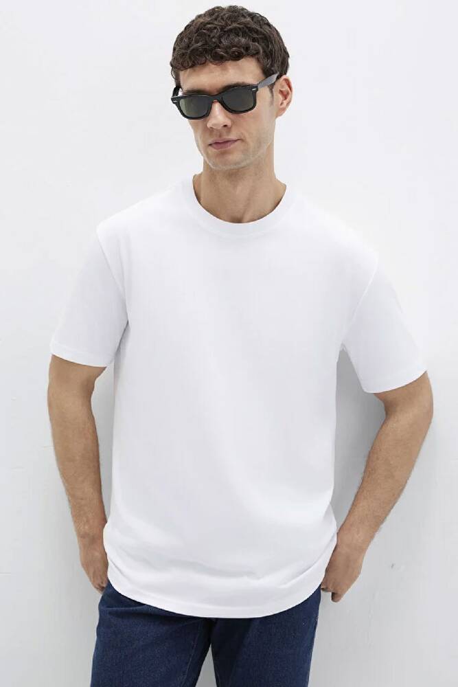 Erkek Bisiklet Yaka Tişört 0611596-620 Beyaz 