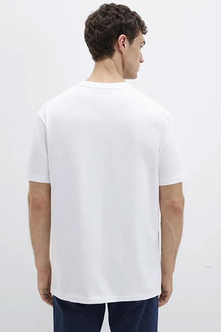 Erkek Bisiklet Yaka Tişört 0611596-620 Beyaz - Thumbnail