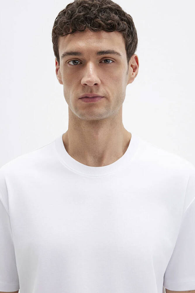 Erkek Bisiklet Yaka Tişört 0611596-620 Beyaz 