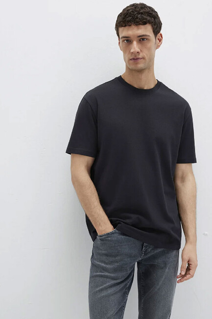 Erkek Bisiklet Yaka Tişört 0611596-900 Siyah (2)