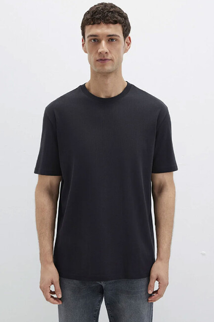 Erkek Bisiklet Yaka Tişört 0611596-900 Siyah (3)