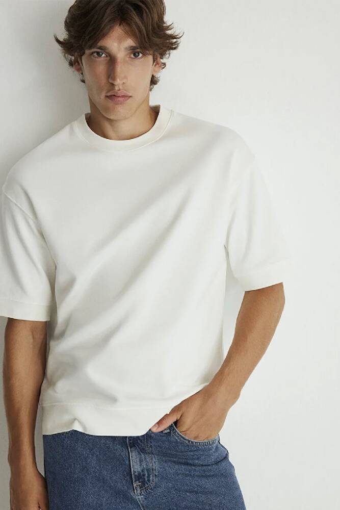 Erkek Bisiklet Yaka Tişört 0611614-70057 Ekru 