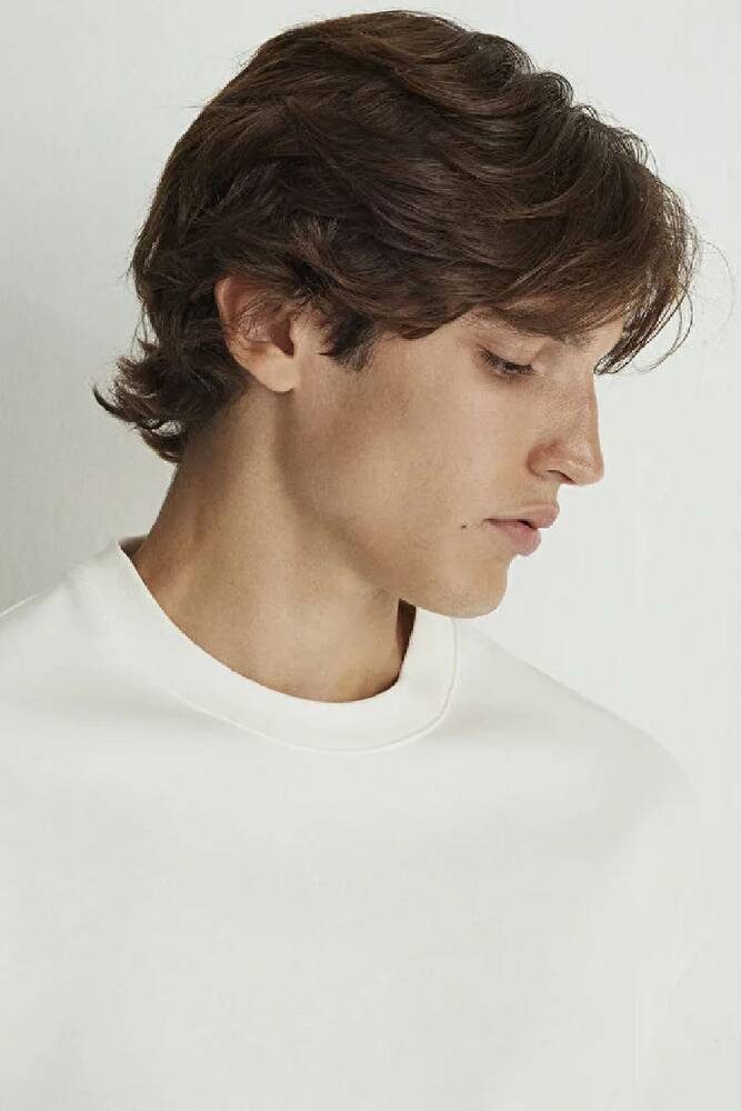 Erkek Bisiklet Yaka Tişört 0611614-70057 Ekru 