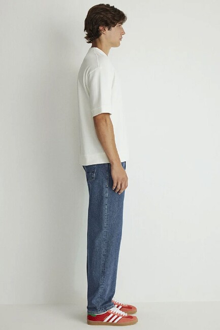 Erkek Bisiklet Yaka Tişört 0611614-70057 Ekru - Thumbnail